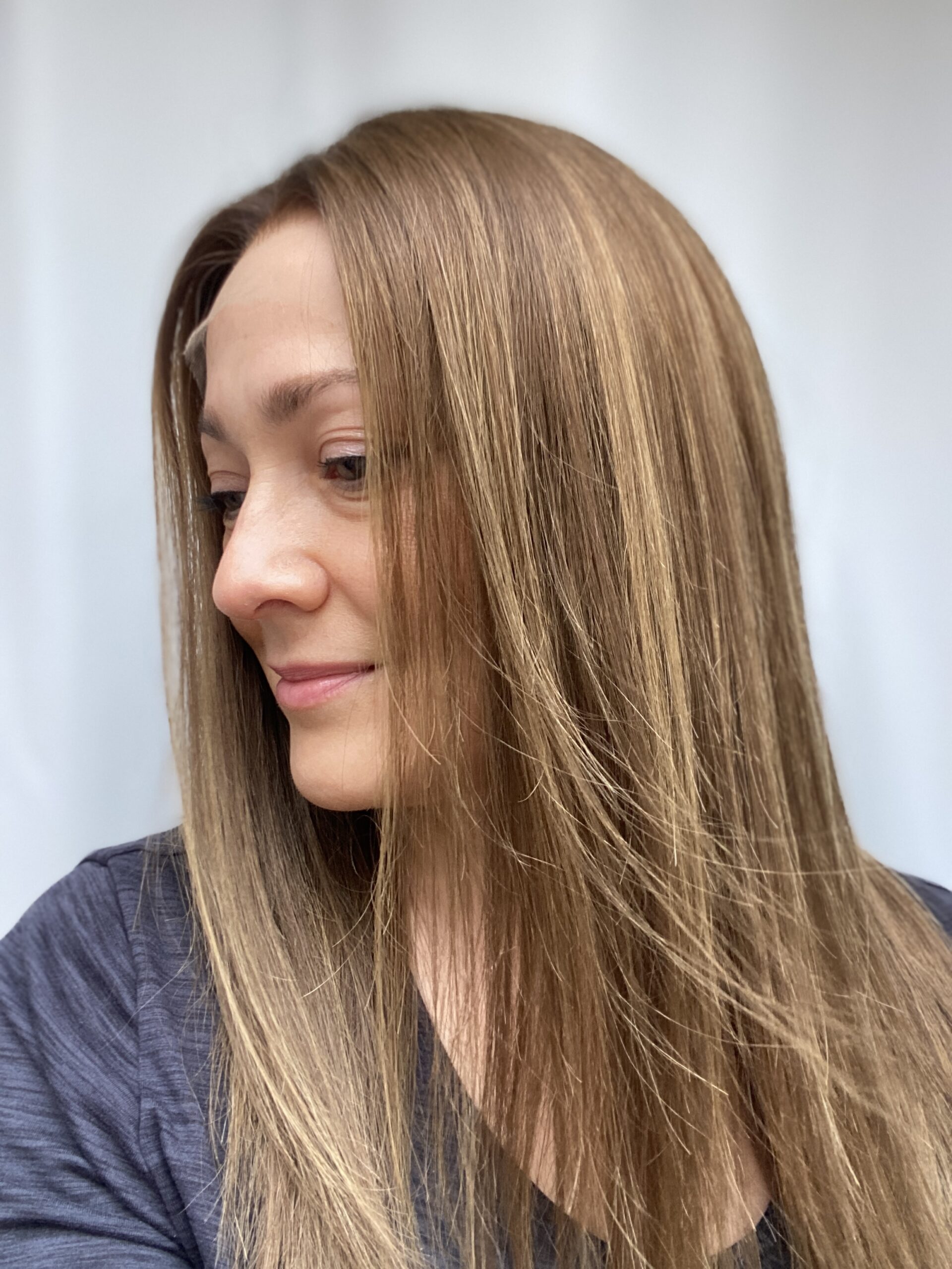 medium brown wig with highltights