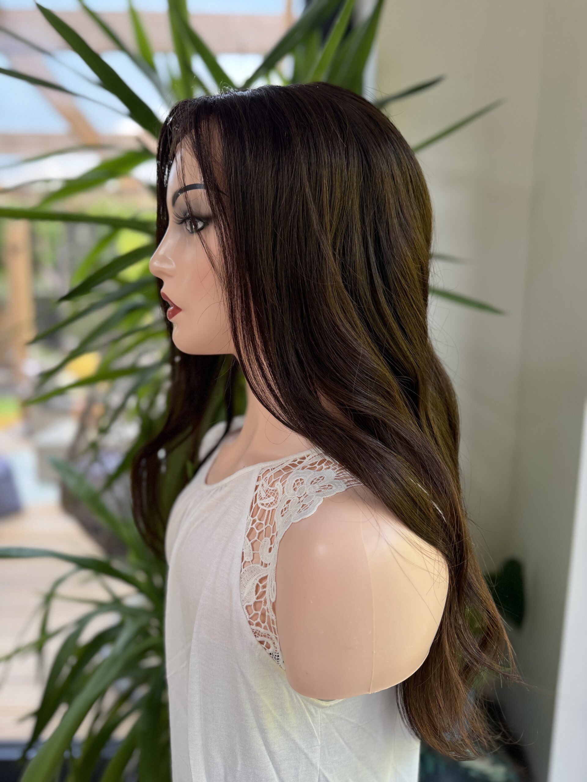 very dark brown wig