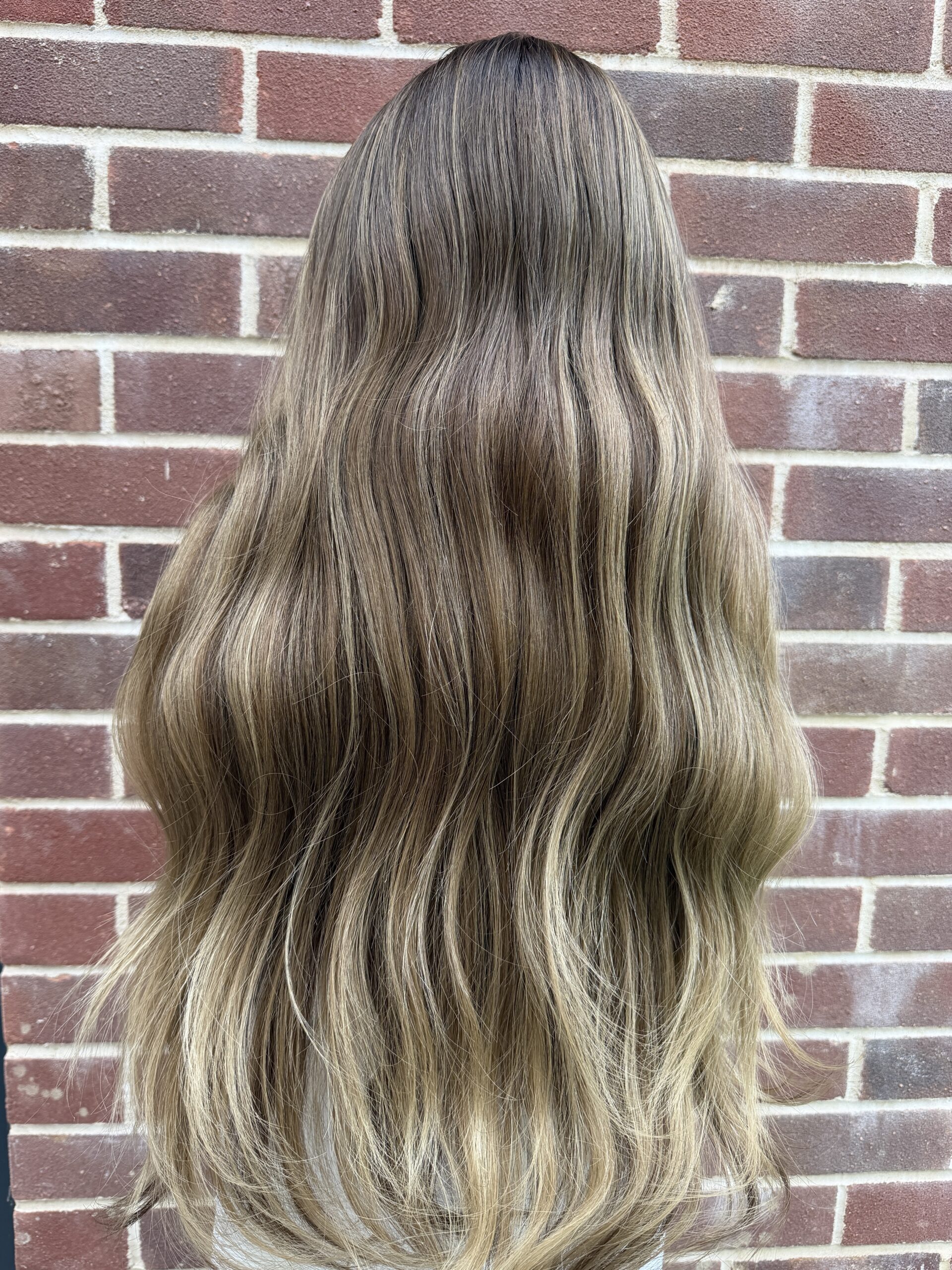 rooted bronde long human hair wig